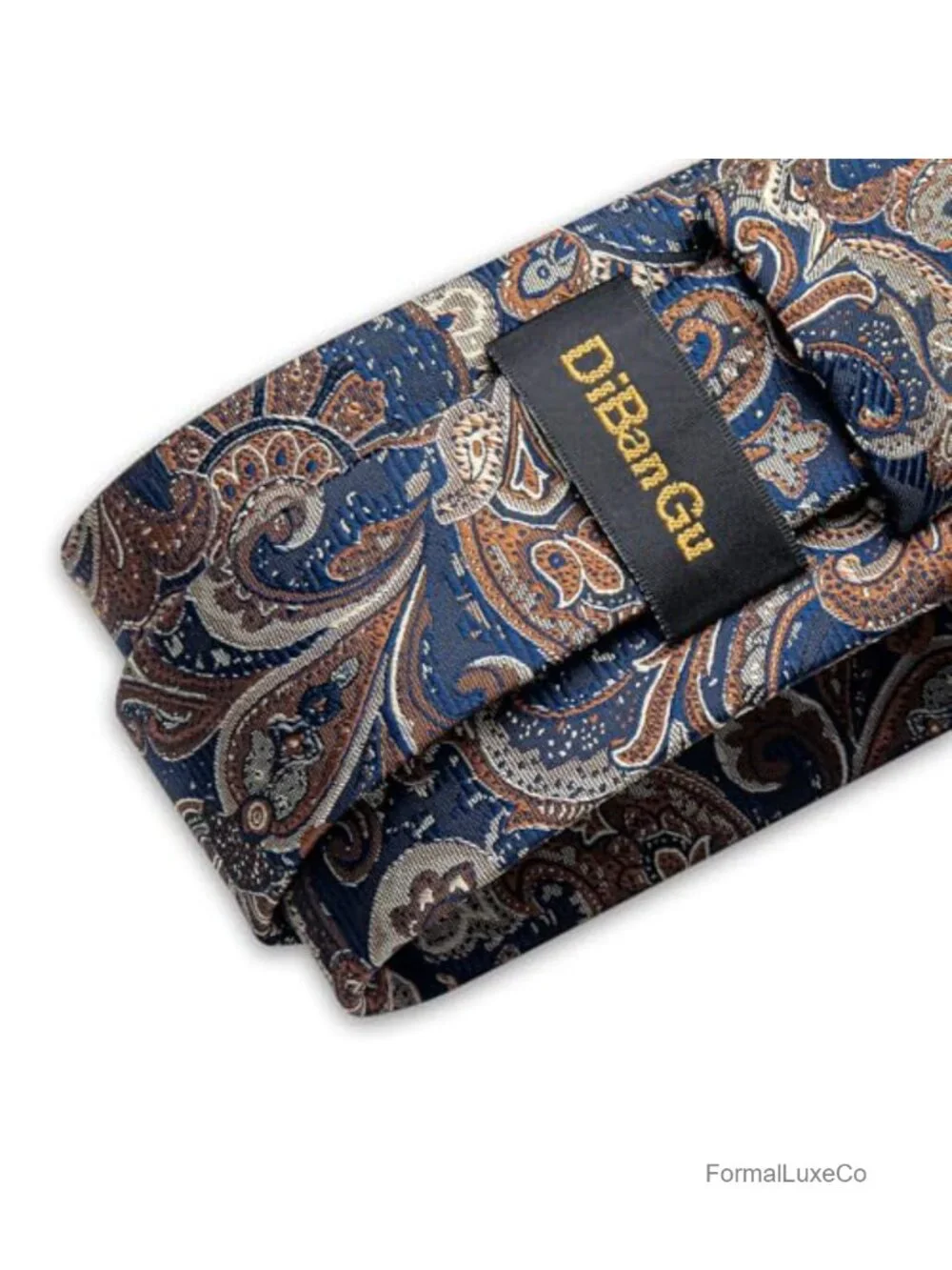 Silk Paisley Tie Set with Pocket Square and Cufflinks